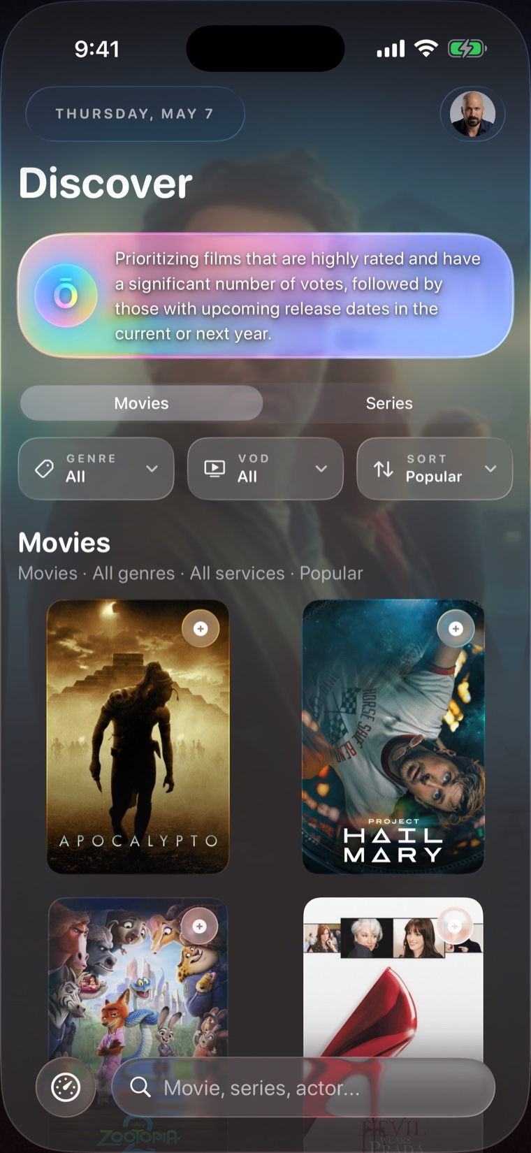 Ōreia TV Calendar screen