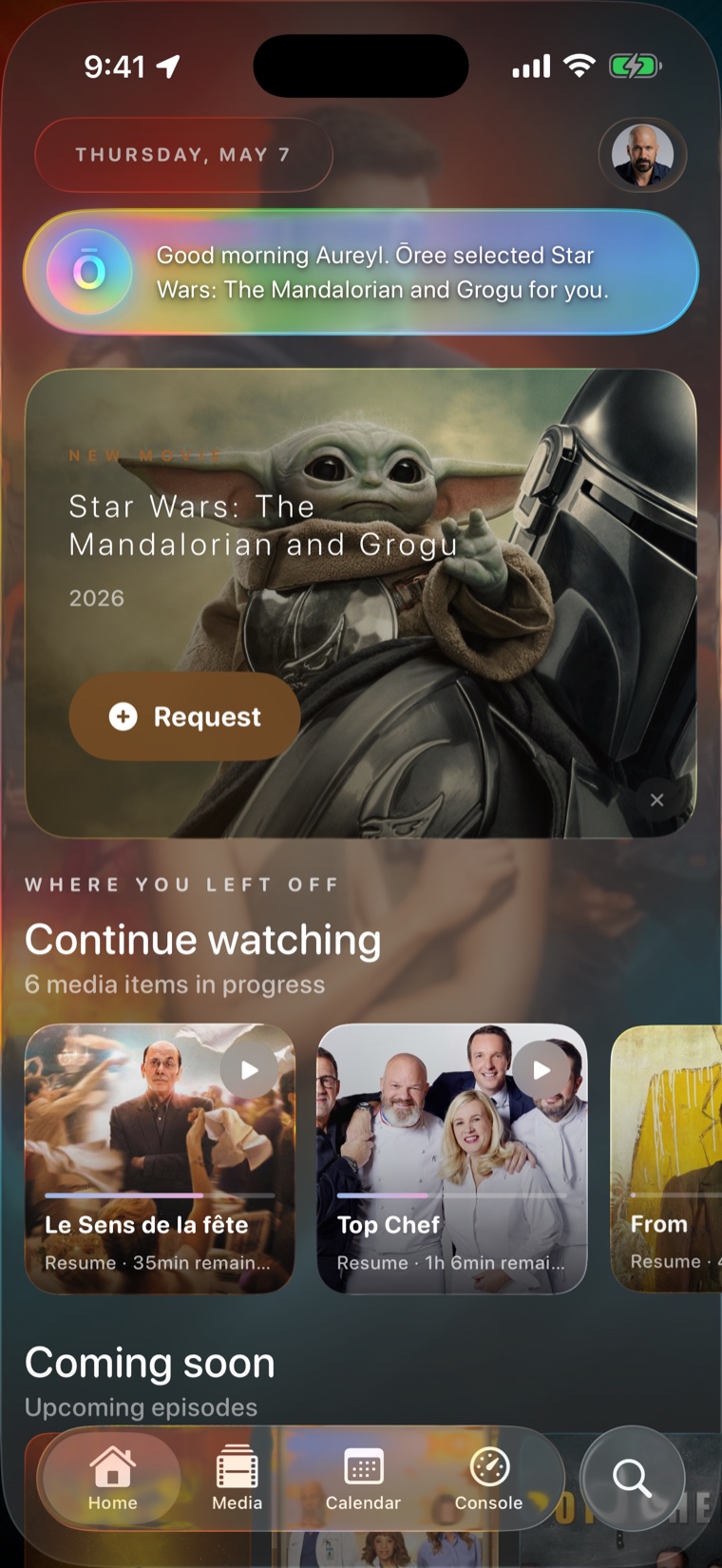 Ōreia TV home screen on iPhone